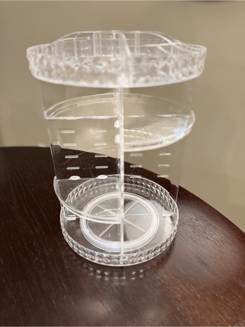 Clear Acrylic 360 Rotating Makeup Organizer - Adjustable Vanity Storage